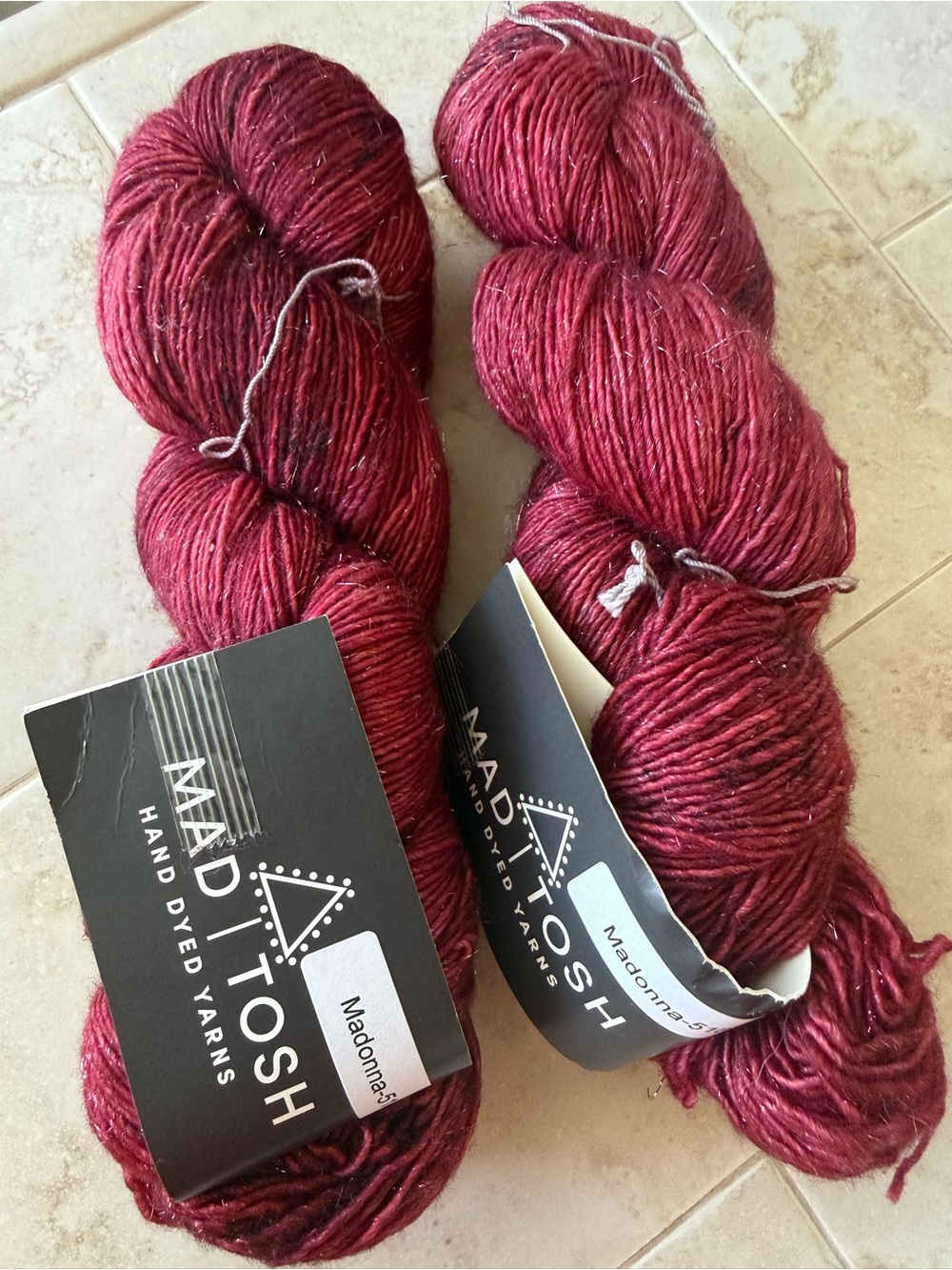 Madeline Tosh Hand-Dyed Deep Raspberry/Madonna Yarn - Set of 2 Hanks